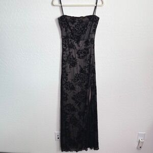 Dolls Kill Widow Womens Maxi Dress S Velvet Floral Whimisgoth Dress Grunge
